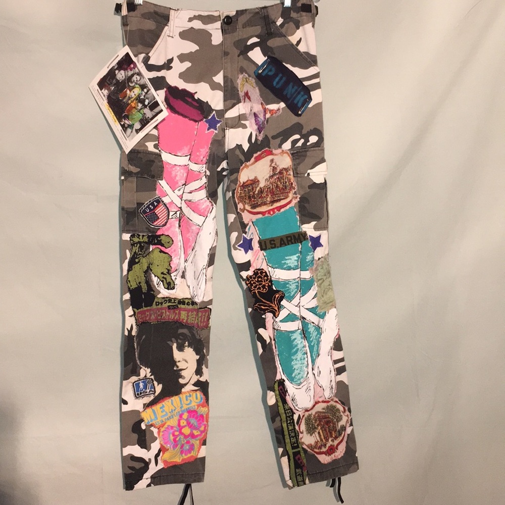 One of a kind Lexa Vonn camo patchwork cargo pants